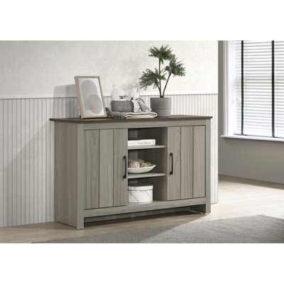 Console en chêne gris de 47 po Nyla, buffet, buffet avec tablettes et portes d'armoire