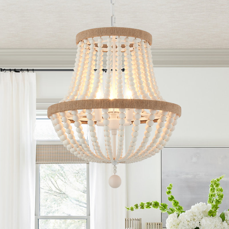 Lustre empire à intensité variable en bois à 3 lumières Maliza