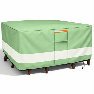 Patio Furniture Cover,Rectangle Desk Cover,Heavy Duty Windproof and Waterproof for All-Weather Protection,126W x 84D x 30H inch, Beige Green