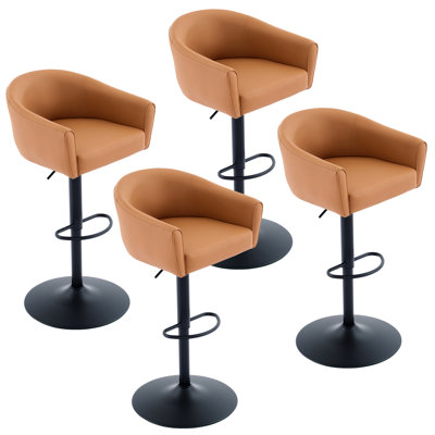 Tabourets de bar pivotants à hauteur réglable avec dossier et accoudoirs (ensemble de 4)
