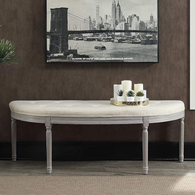 Banc rembourré capitonné beige clair Coastal