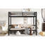 Lit superposé double en métal noir surdimensionné, inférieur pour plusieurs chambres à coucher, plateau avec fonction pouvant être retiré-1257670557