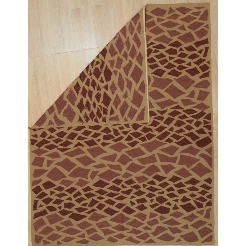 Tapis contemporain mauve à motif géométrique moderne en mosaïque de 6 pi x 8 po