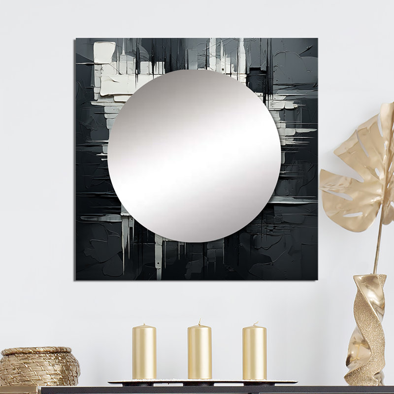 Miroir mural de salon abstrait Deaunte, 36 po x 36 po