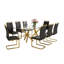 Ensemble de salle à manger rectangulaire moderne en verre avec cadre géométrique et chaises en porte-à-faux-854250967-844563417-854250952