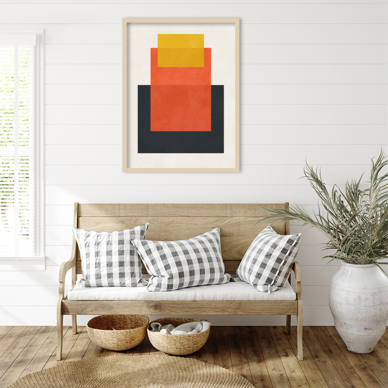 Overlapping Geometry 10 Print, 33" H x 25" W, Brown/Orange, Brown