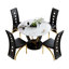 Ensemble de salle à manger rond noir et doré avec plateau en faux marbre et chaises en similicuir-1163088364-1163088362-1163088341