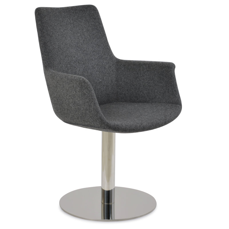 Chaise avec accoudoirs rembourrée, Gris foncé