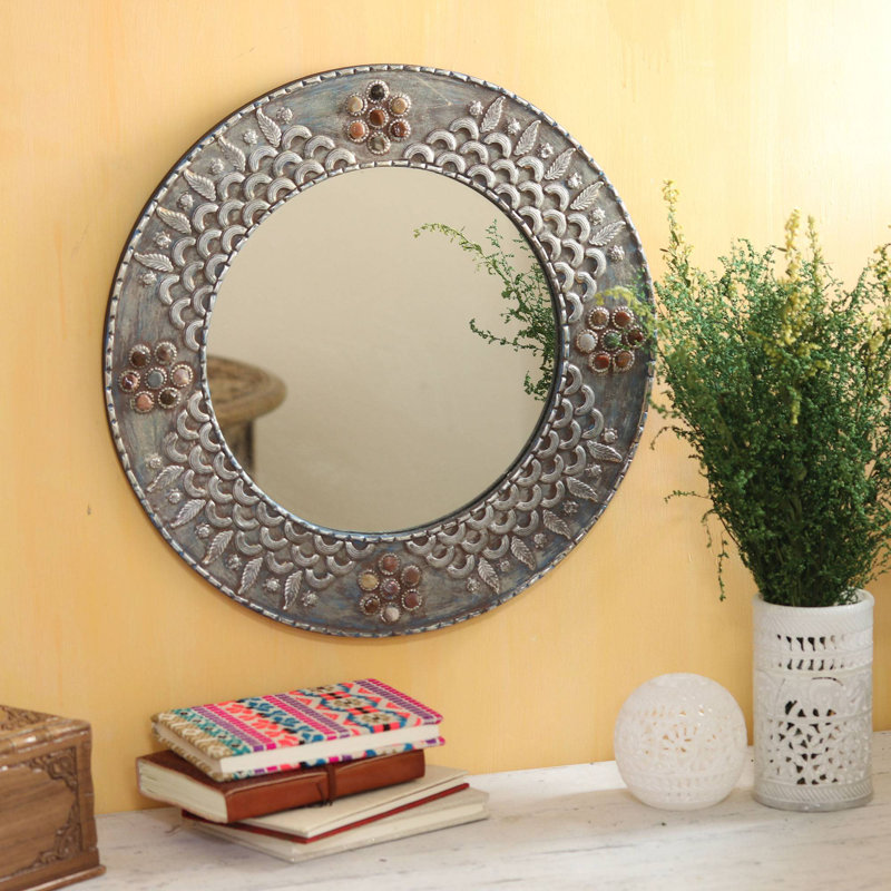 Miroir murale en verre et Aluminium en verre Dakota Fields Mughal