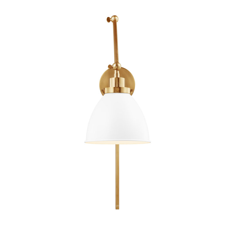 Wellfleet 1 - Light Armed Sconce, Burnished Brass, Matte White