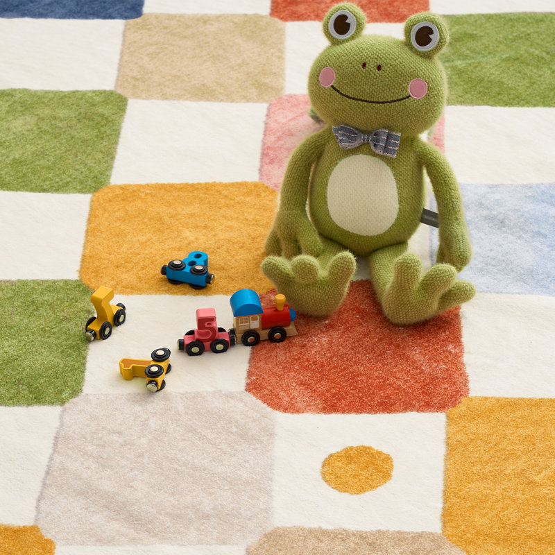 Colorful Diamond for Kids Washable Non-slip Rug, Corner 5' x 5', Argyle Circus