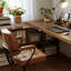 Bureau rectangulaire en bois massif brun noisette-618575709