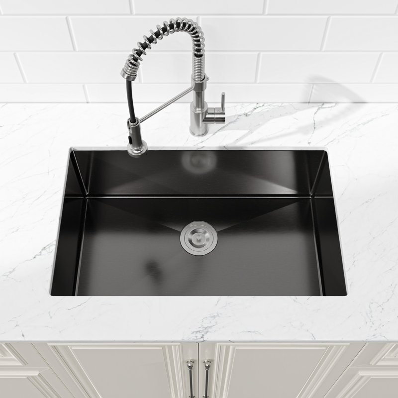 Black 304 Stainless Steel Undermount Kitchen Sink 30" X 19" - Single Bowl Workstation With Enhanced Durability And Functionality Noise-Reducing Feature