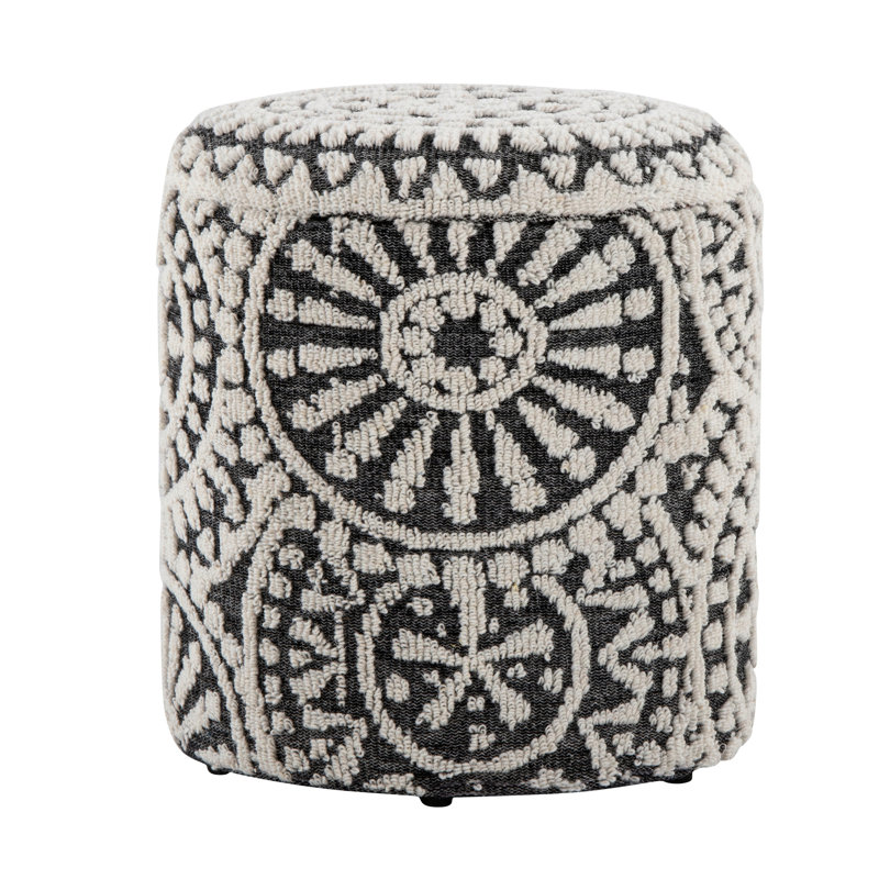 Rangement en laine noire et tissée à la main de 18 po, style noué, couvercle amovible, utilisation à l'intérieur, conception avec limite de poids de 250 lb,