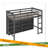 Loft Bed With 8 Open Storage Shelves And Built-In Ladder