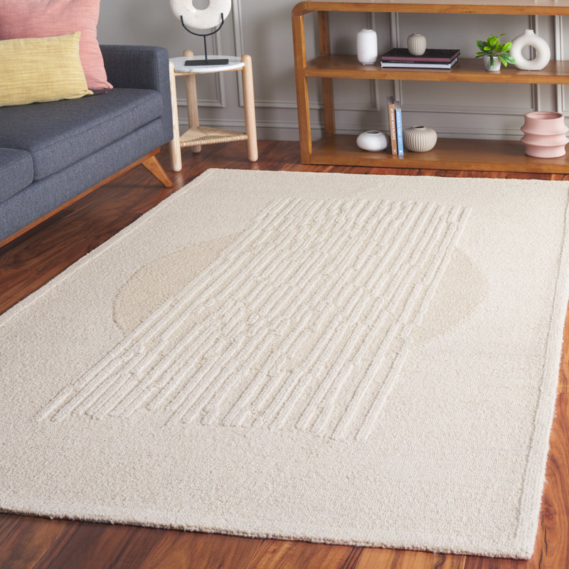 Vanceboro Rodeo Drive Hand Tufted Wool/Cotton Abstract Rug in Beige/Ivory, Rectangle 5' x 8'