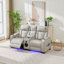 Ensemble de canapé inclinable électrique en cuir 3 pièces avec haut-parleurs Bluetooth, lumières DEL, console centrale et porte-gobelets-121726938