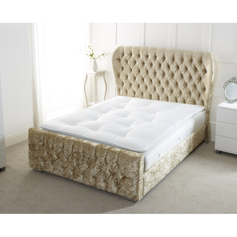 Sarai Upholstered Bed, Double (4'6), Gold