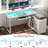 Ameliore 55.1" L Shaped Computer Desk with File Drawer, LED Lights and Keyboard Tray-88597093