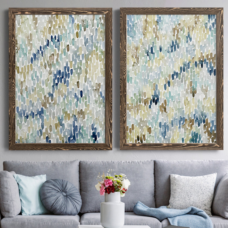 River Wavelet I - ensemble de 2 reproductions d'art sur toile, H 31,5 po x l 47 po x P 1,5 po, Toile avec cadre en noyer