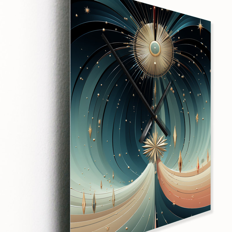 Cosmic Unity Retro Futuristic Vision - Très grandes horloges murales géométriques modernes, H 28 po x l 12 po x P 1 po