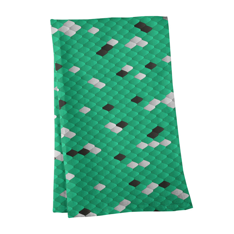 Serviette de thé à échelles serpent, Bleu sarcelle, Sergé de polyester
