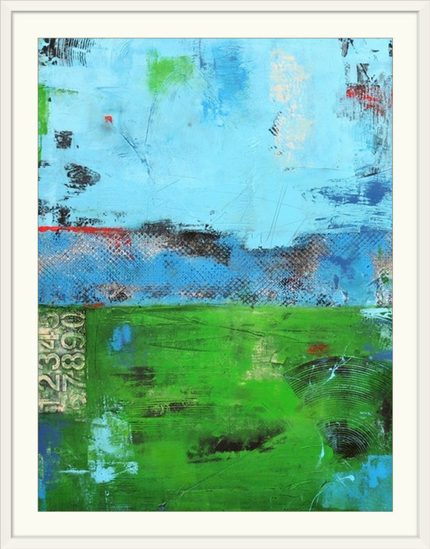 «Urban Meadow» par Frisco, impression, H 32 po x l 26 po x P 1 po, Cadre blanc