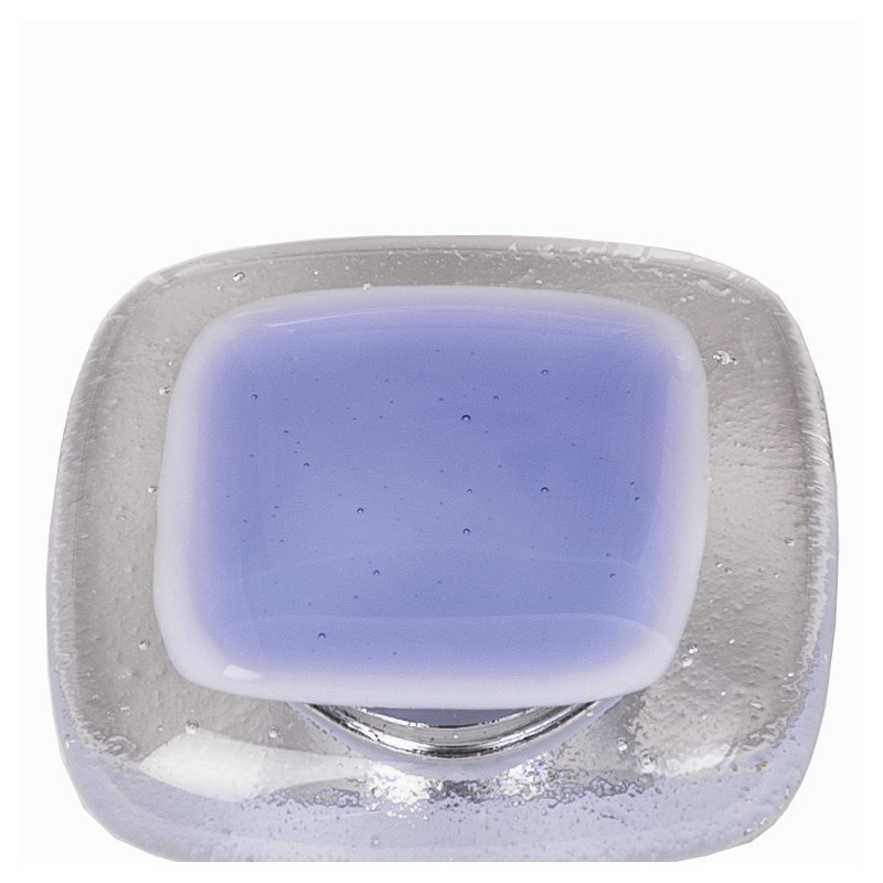 Square Knob, Sky Blue, Polished Chrome