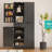 72" Fluted Kitchen Pantry Cabinet With 3 Keyboard Drawers & 6 Door Shelves Adjustable, Freestanding Cupboard Storage Cabinet For For Bathroom, Diningroom, Office-1725460418