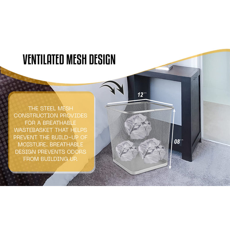 Black Stainless Steel Mesh Rectangular Waste Basket