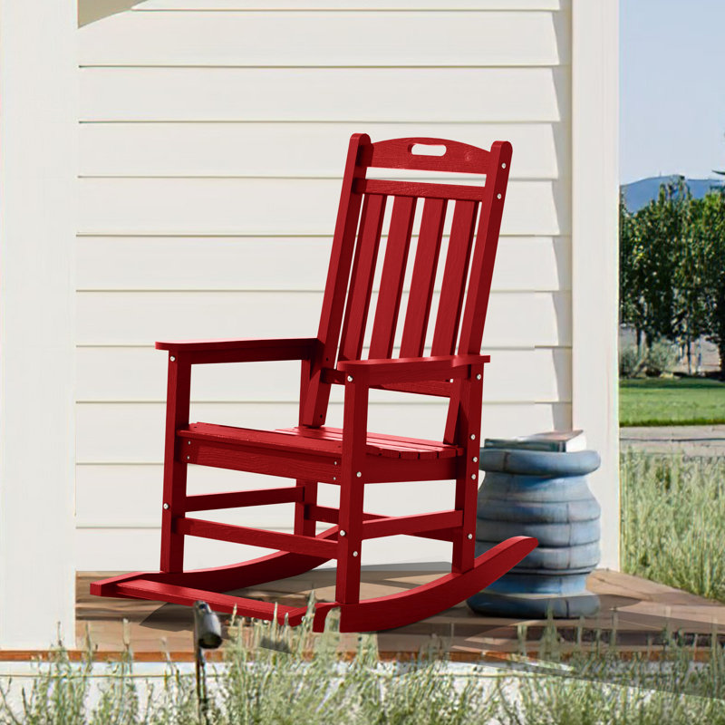 Chaises berçantes d'extérieur en PEHD pour patio, Rouge