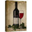 Bouteille de vin rouge et verre sur fond rétro sur toile-94537181