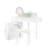 Corner Makeup Vanity Desk With Mirror & LED Lights, Modern Vanity Set With Mirror And Stool, Dressing Table With Large Storage For Small Place, Brightness Adjustable Folding Mirror, White