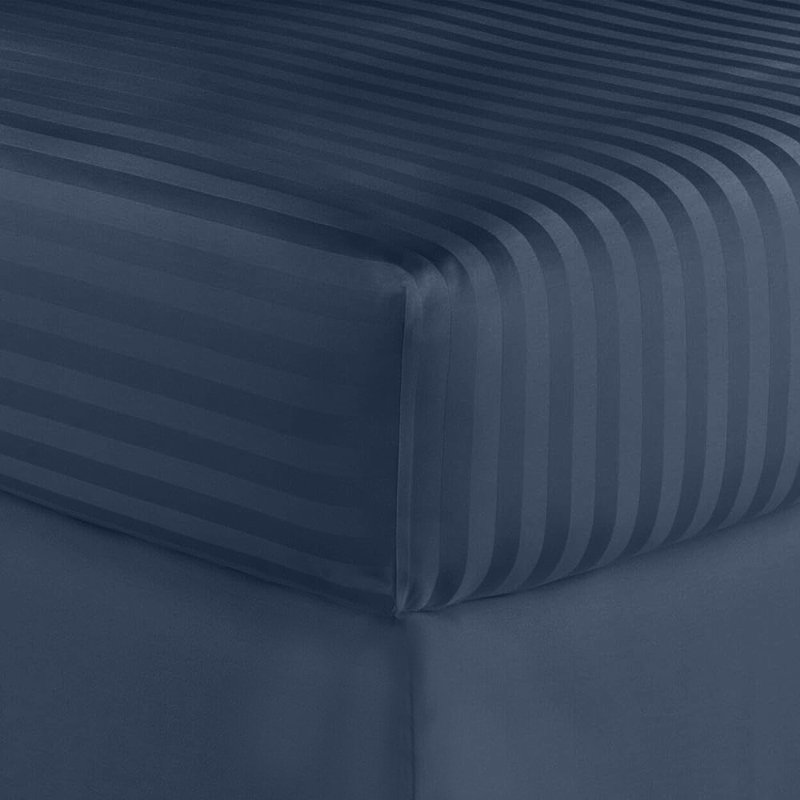 Hotel London Egyptian Cotton Striped Sheet Set, Navy, Twin Sheet Set with 1 Pillowcase