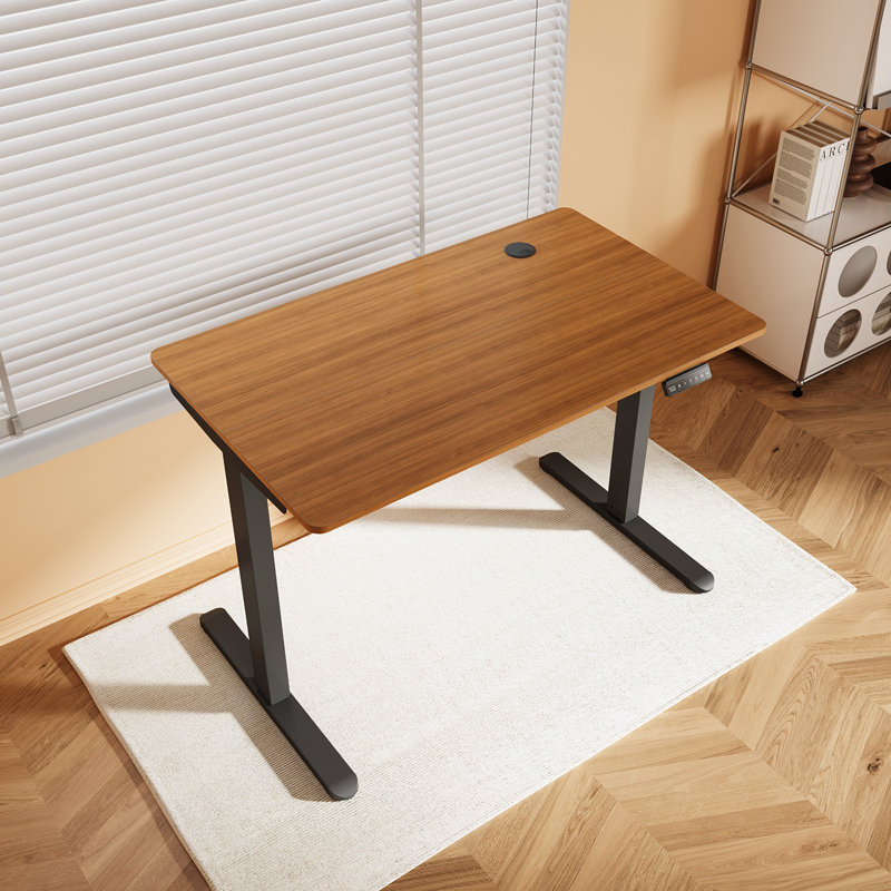 120*60*1.5cm, Electric Lift Desk Frame with Three Memory Functions, Dark Walnut