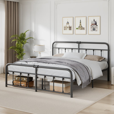 Kempst Metal Bed Mattress Foundation with Headboard No Box Spring Needed