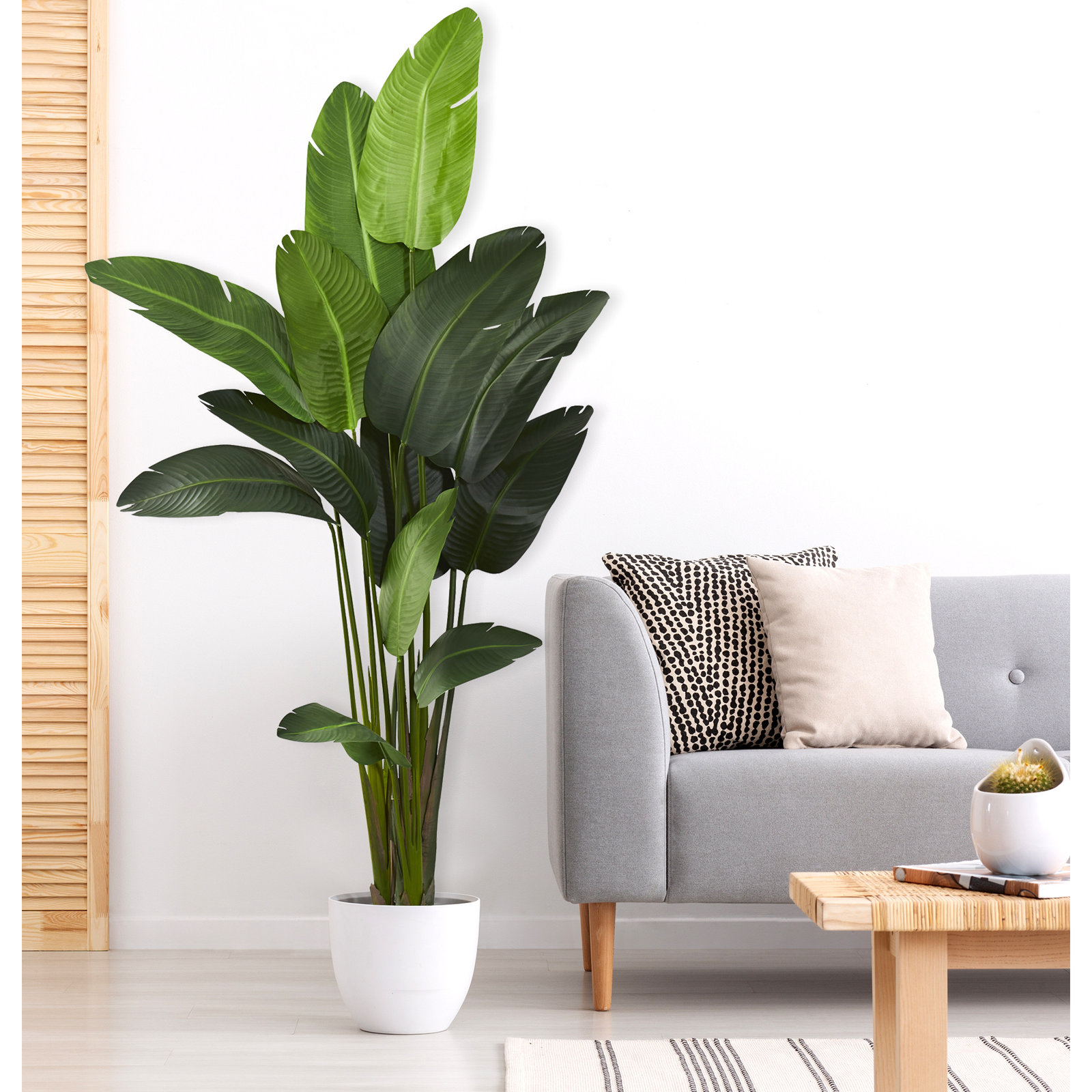 Faux Palm Tree in Planter, 70"H x 20"W x 12"D