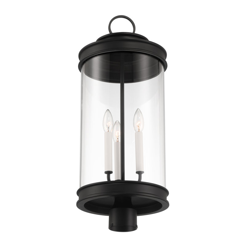 Acim 3-Light Outdoor Post Lantern in Matte Black