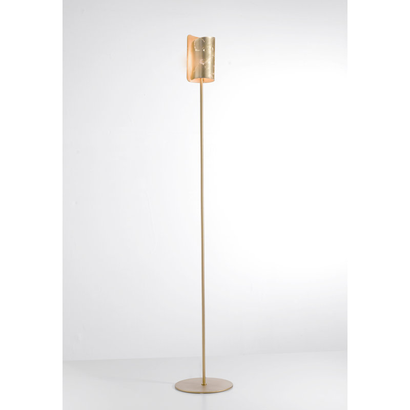 Papiro 180cm Traditional Floor Lamp with Outlet, Matt brushed nickel, Gold