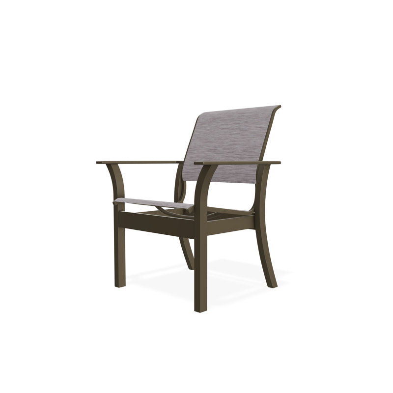 Chaise de café empilable en polymère de qualité marine Leeward Sling, Bois de plage, Fossile