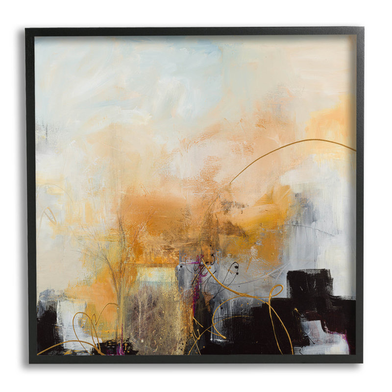 Art de la giclée à motif de blocs jaunes audacieux par Ruth Fromstein, Giclée encadrée noir minuit