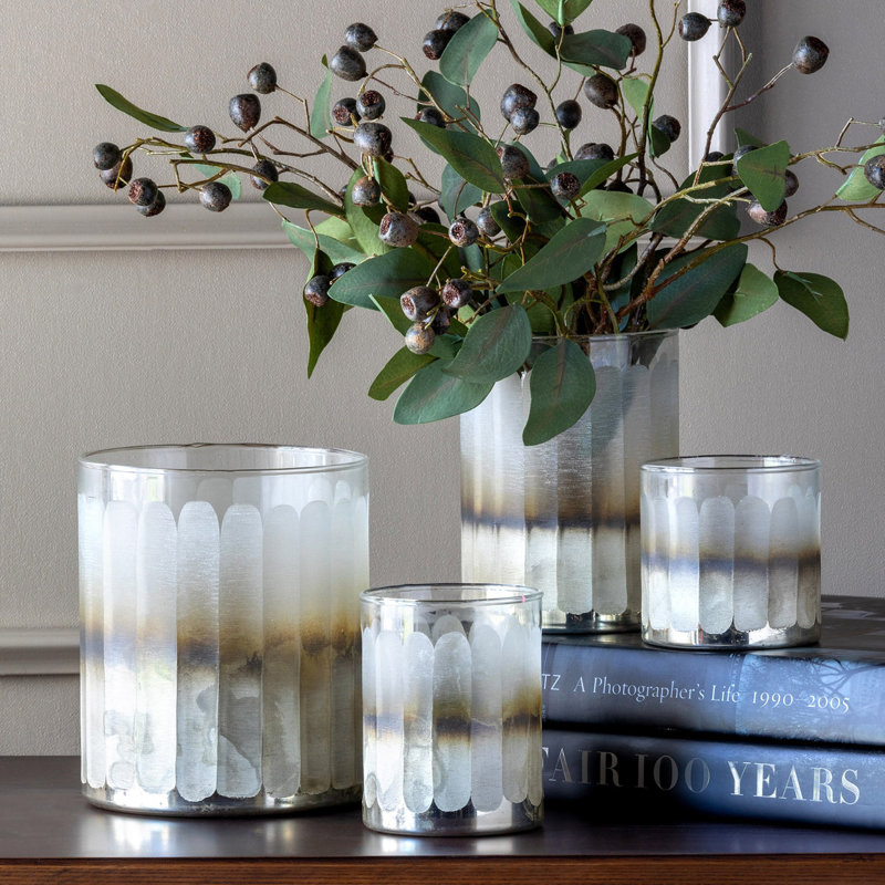 Small Frosted Glass Hurricane Candle Holder