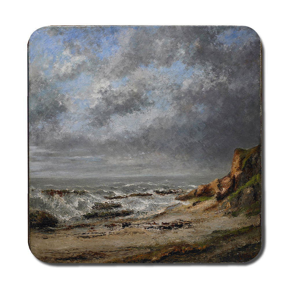 Stormy Seascape Placemats And Coaster Set With Beach Scene