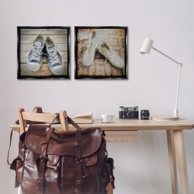  Vintage Sneakers View 2 PC Framed Floater Canvas Set by Graffi*tee Studios