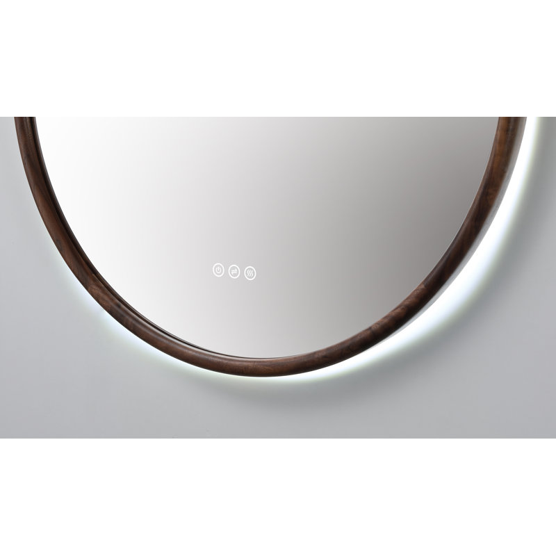 Zen LED Mirror, 29.52" x 29.52", Round, Walnut