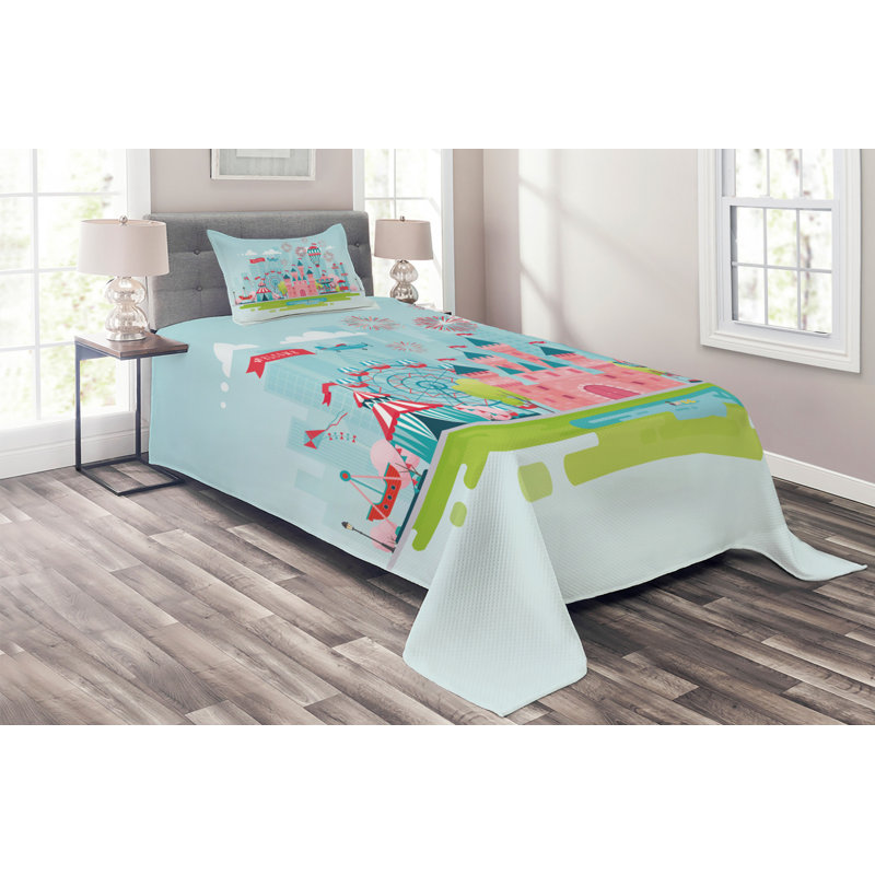 Polyester Coverlet, Twin Bedspread + 1 Sham