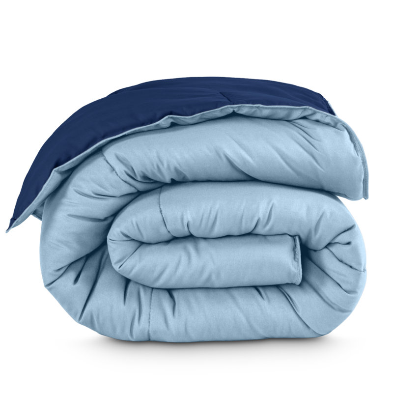 Édredon réversible en microfibre ultra douce de qualité supérieure, Bleu foncé/bleu pâle, Édredon double