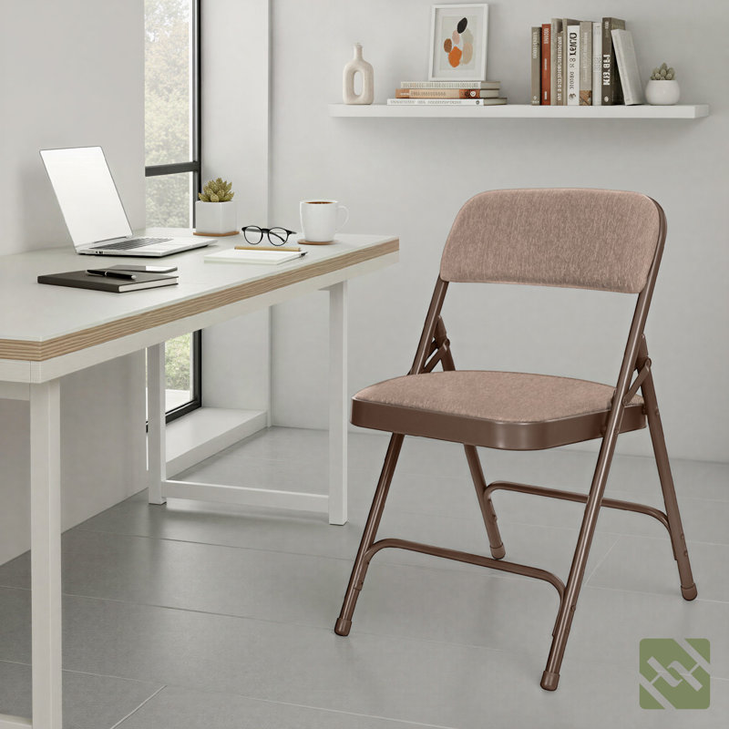 Bernadine Fabric Padded Folding Chair, Brown