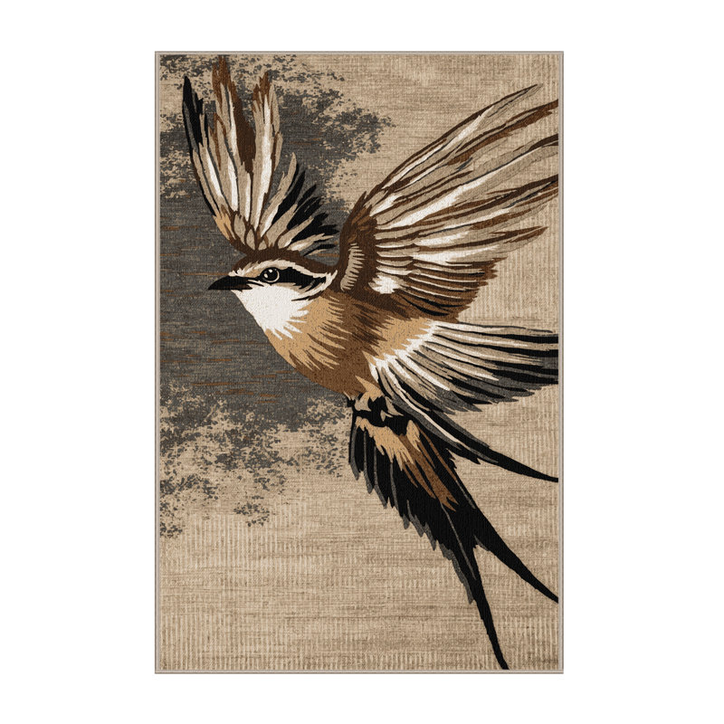 Washable African Palm Swift Birds Area Rug, Runner 2' x 4'