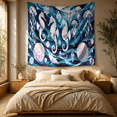 Nautical Geometric sea life Wall Tapestry